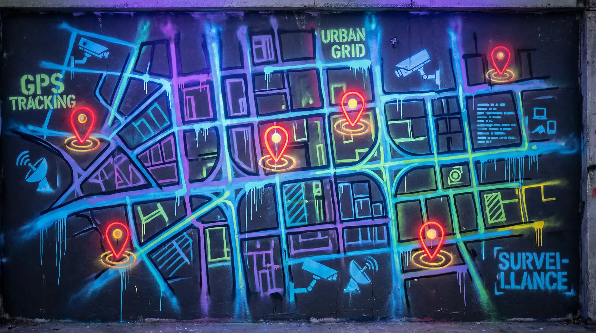 水多多传媒 狗仔追踪地图 - 城市涂鸦风格